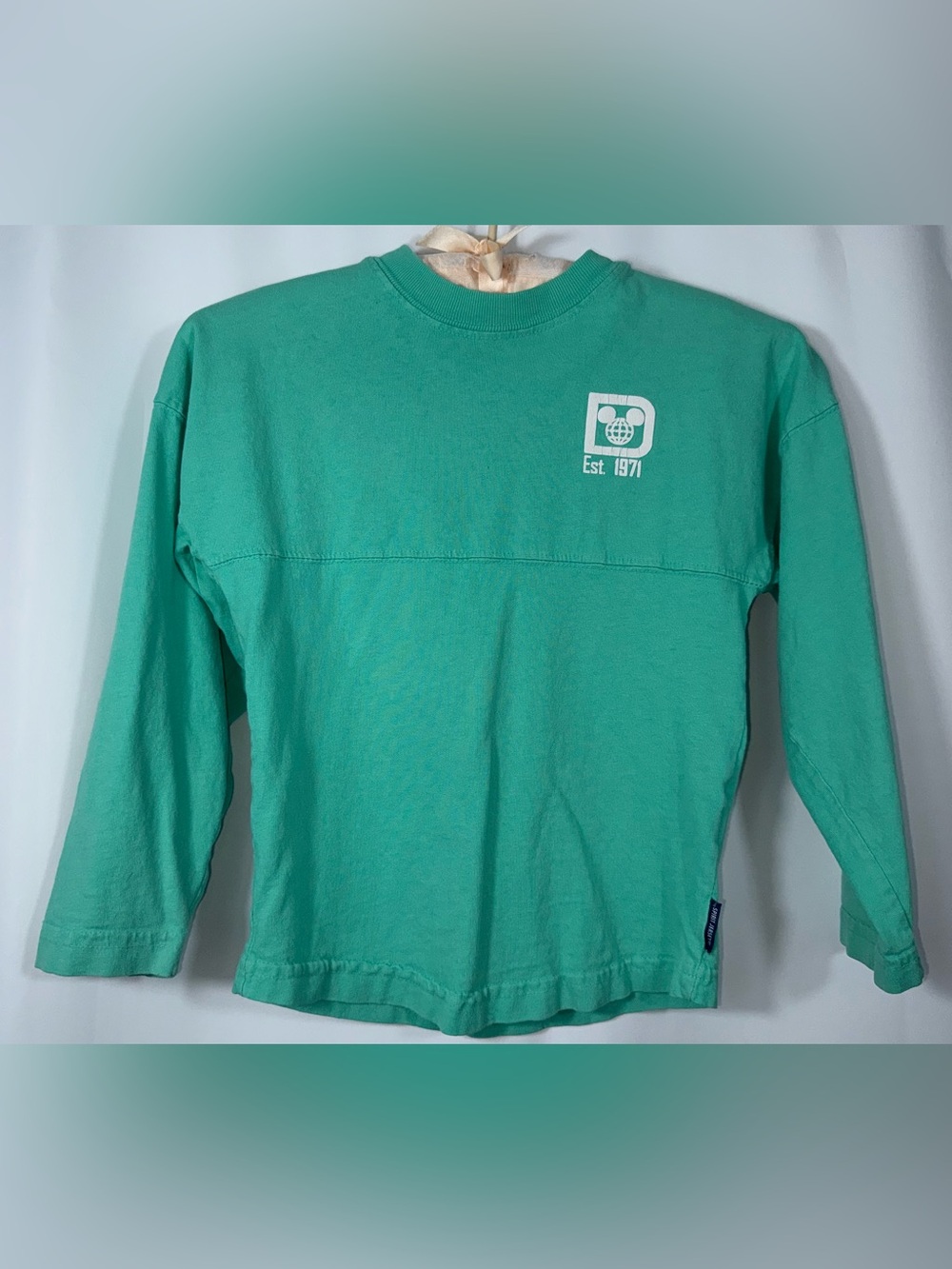Disney Parks XS Walt Disney World Unisex Child Green Long Sleeve Spirit Jersey